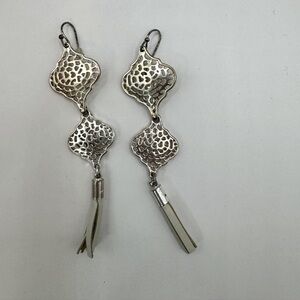 Stella and Dot Plait Drop silver hook earrings 2 in 1